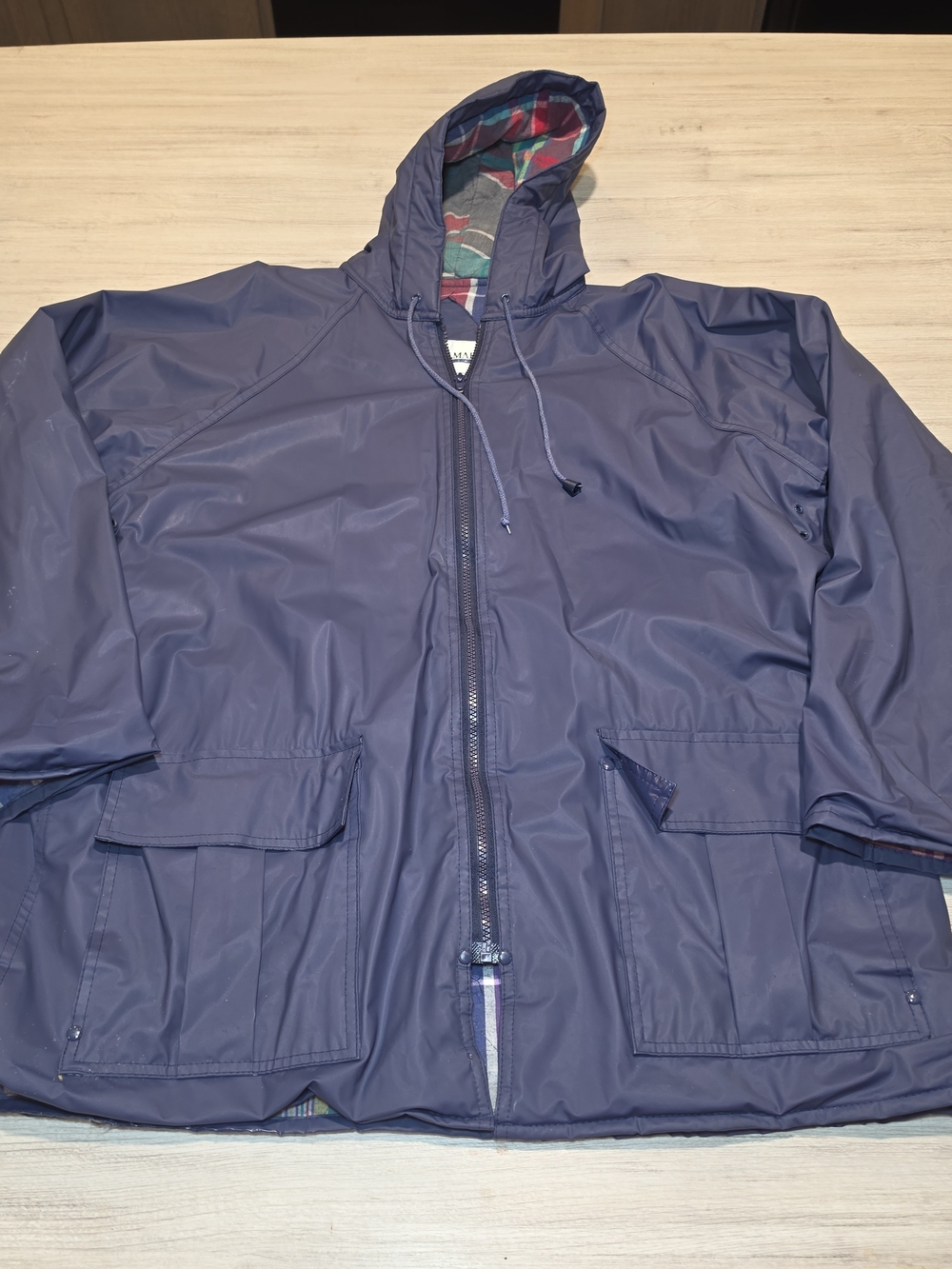 Vintage Sailmaker Outerwear Hooded Rain Coat Men's Large Navy Size L